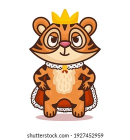 Tiger cartoon character. Vector illustration for children products