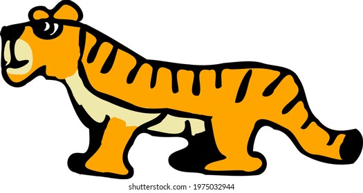 Tiger Cartoon Character Wildlife Animal Vector