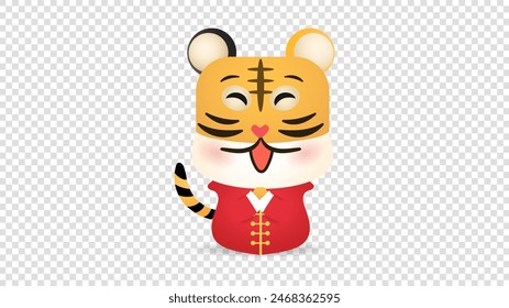 Tiger cartoon is cute in chinese new year  on transparent background , Flat Modern design , illustration Vector EPS 10
