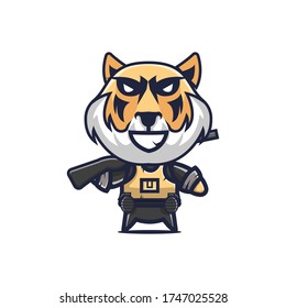 Tiger Cartoon Cute Tiger Swat Troop Stock Vector (Royalty Free ...