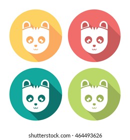 Tiger Cartoon Face Flat Style Design Icons Set