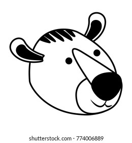 tiger cartoon head in black sections silhouette
