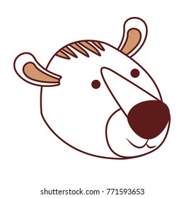 tiger cartoon head in color sections silhouette