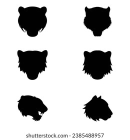 Tiger cartoon head silhouette design in black and white AI, EPS, JPG