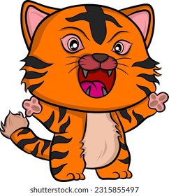 tiger cartoon illustration for mascot or children book