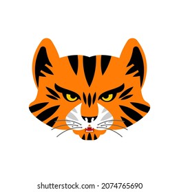 Tiger cartoon isolated. Big wild striped cat vector illustration