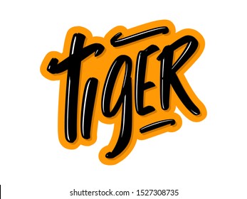 Tiger cartoon lettering text. Vector illustration for print and advertising
