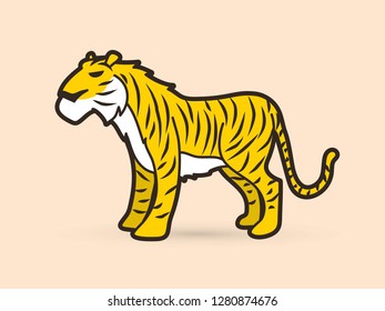 Tiger cartoon logo  graphic vector.