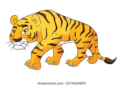 Tiger cartoon on white background