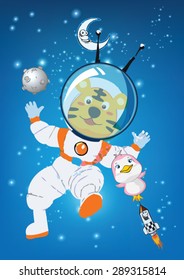 tiger cartoon out space
