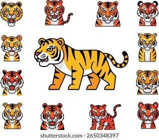 Tiger Cartoon Series Vector royalty vector graphics