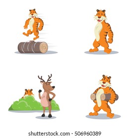 tiger cartoon set illustration design