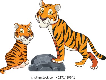 Tiger cartoon vector art and illustration