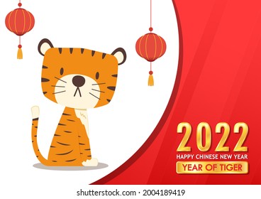 Tiger cartoon vector. Tiger character design on white background. Happy chinese new year. Year of Tiger.