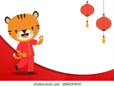Tiger cartoon vector. Tiger character design on white background. Happy chinese new year. Year of Tiger.