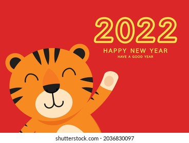 Vector de dibujos animados de tigres. Diseño de carácter tigre sobre fondo blanco. Feliz año nuevo chino. Año del Tigre.