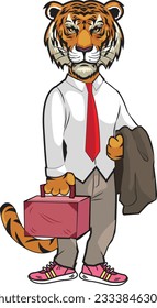 Tiger cartoon.  Vector clip art illustration with simple gradients. Some elements on separate layers.