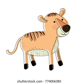 tiger cartoon watercolor silhouette in white background