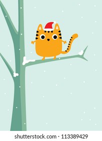 tiger cat on the tree