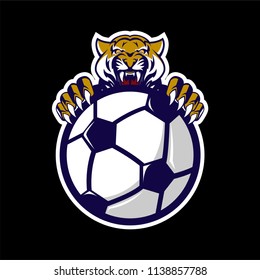 Tiger catch the big ball mascot design