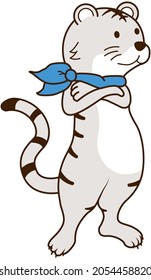 Un personaje de tigre con los brazos cruzados. Ilustración del vector