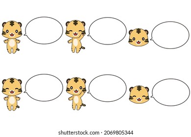 Tiger character and balloon vector illustration set