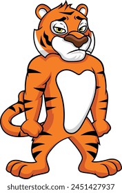 Tiger character looking sad vector illustration