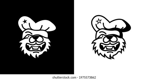 Tiger chef mascot line art logo, perfect for brand logos, business logos, icons or symbols.