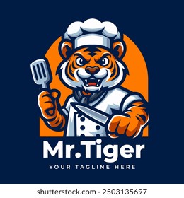 
Tiger chef mascot logo. Vector eps 10