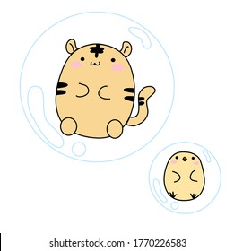 Tiger and chick with bubble
