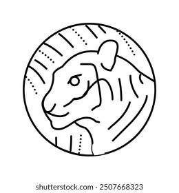 tiger chinese horoscope animal line icon vector. tiger chinese horoscope animal sign. isolated contour symbol black illustration