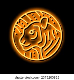 tiger chinese horoscope animal neon light sign vector. tiger chinese horoscope animal illustration