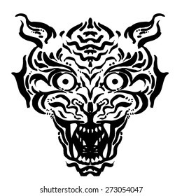 Tiger Chinese ink art tattoos. 