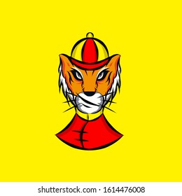 The tiger chinese zodiac sign symbol logo mascot on lunar new year