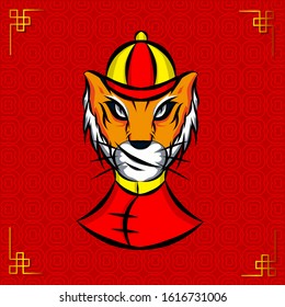 The tiger chinese zodiac sign symbol logo mascot of lunar new year 