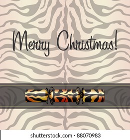 Tiger Christmas cracker card in vector format.