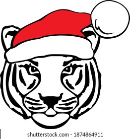 	Tiger With Christmas Hat is suitable for t-shirt, laser cutting, sublimation, hobby, cards, invitations, website or crafts projects. Perfect for magazine, news papers, posters, in logo etc.
