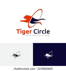 Tiger Circle Ring Jump Leap Wild Animal Abstract Logo