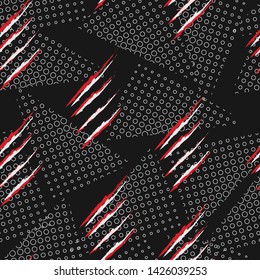 Tiger claw abstract geometric seamless pattern. Graphic vector. Racing background for vinyl wrap and decal. Grunge, neon texture pattern. Sports textile. Fashion military.