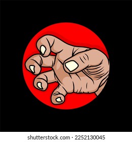 Tiger claw hand sign, on black background. Design element for logo, poster, card, banner, emblem, t shirt. Vector illustration