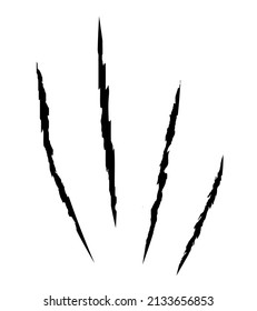 Tiger claw mark in black color. Vector silhouette illustration