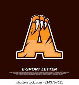 Tiger claw mascot sport logo design. Letter A with Tiger scratch animal mascot illustration logo