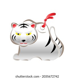 Tiger clay bell, japanese folk craft. Vector illustration.