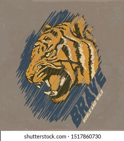 Tiger. College tiger illusratration. College tee design.