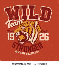 Tiger. college tiger tee print design. typography graphic design.