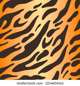 Tiger color, animal print, vector seamless pattern in the style of doodles, hand drawn