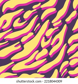 Tiger color, animal print, vector seamless pattern in the style of doodles, hand drawn