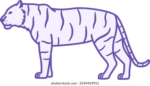 Tiger Color Icon. Vector Illustration. Predatory Mammal, Wild Cat. Animal Concept