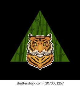 Tiger color vector illustration. on a black background. The symbol of 2022.