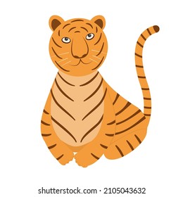 Tigre. Imagen vectorial de color de un tigre de dibujos animados sobre un fondo blanco.